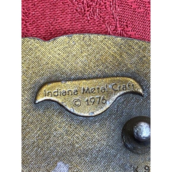 Vtg 1976 Country Music Belt Buckle Guitar Banjo Music Notes Indiana Metal Craft - Picture 3 of 8